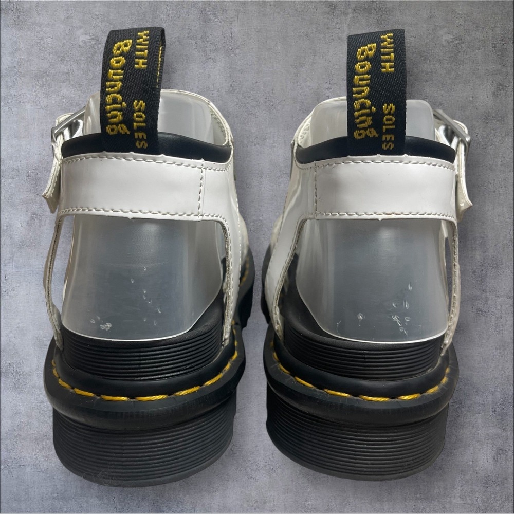 Dr. Martens Blaire Strappy White Patent Hydro Leather Sandals Womens 7 Chunky - Picture 6 of 8